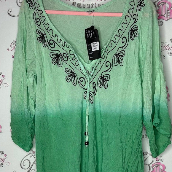 Didi’s dress ombré green embroidered embroidery floral corset lace up tie up - Picture 7 of 9